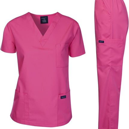 Medical Scrubs Set Unisex - V-Neck Top and Elastic Waist Pants Uniform for Healthcare Workers