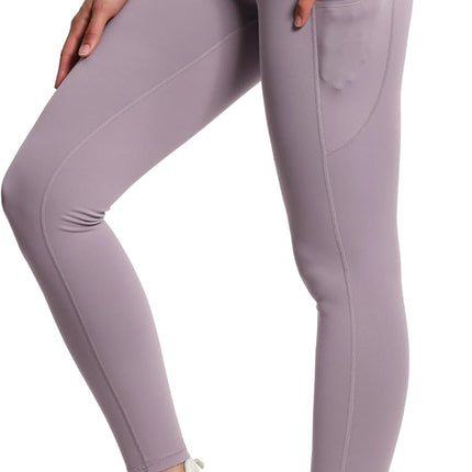 Women's High Waisted Yoga Leggings with Pockets - Thick Tummy Control Workout Pants