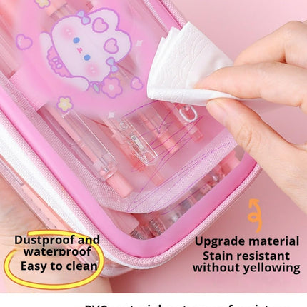 Cute Kawaii Pencil Case - Large Capacity Multilayer Rabbit Design Pen Pouch Gift