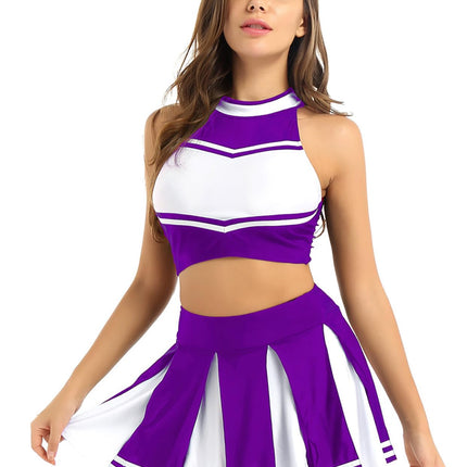 Cheerleader Costume - Women's Crop Top with Pleated Mini Skirt Uniform