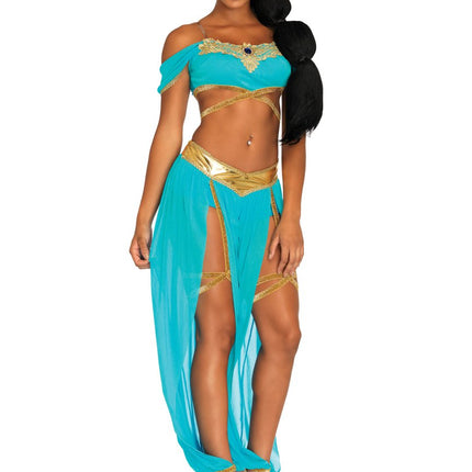 Women's Arabian Princess Costume - 4 Piece Oasis Outfit with Crop Top