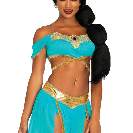 Women's Arabian Princess Costume - 4 Piece Oasis Outfit with Crop Top