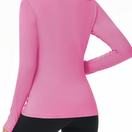 Women's UPF 50+ Sun Protection Long Sleeve Shirt - Athletic Rash Guard with Thumb Holes