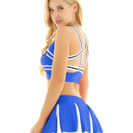Cheerleader Costume - Women's Crop Top with Pleated Mini Skirt Uniform