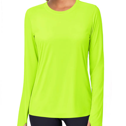 Women's UPF 80+ Long Sleeve Rash Guard - Quick Dry Athletic Shirt with Thumb Holes