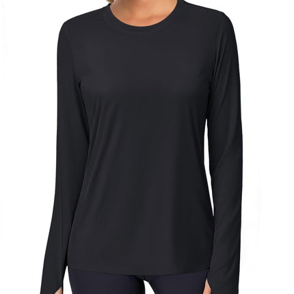 Women's UPF 80+ Long Sleeve Rash Guard - Quick Dry Athletic Shirt with Thumb Holes