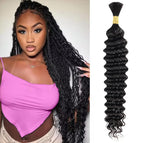 22 Inch-50g / Deep Wave Bulk Human Braiding Hair