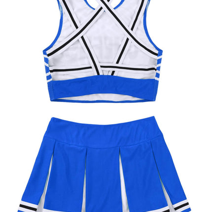 Cheerleader Costume - Women's Crop Top with Pleated Mini Skirt Uniform
