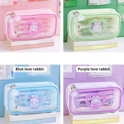 Cute Kawaii Pencil Case - Large Capacity Multilayer Rabbit Design Pen Pouch Gift