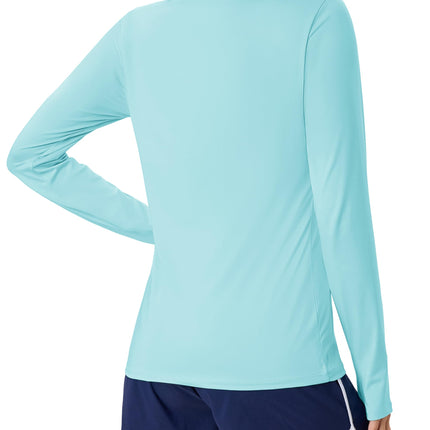 Women's UPF 80+ Long Sleeve Rash Guard - Quick Dry Athletic Shirt with Thumb Holes