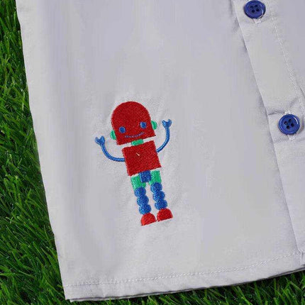 Rocket Robot Button Up Boys Shirt