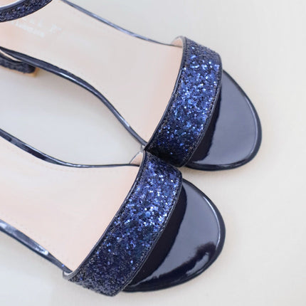 Rock Glitter Low Block Heel Girls Sandals