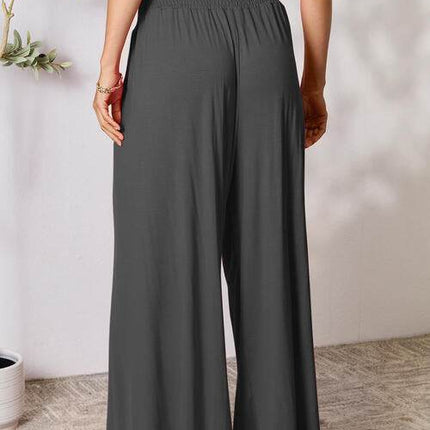 Basic Bae Full Size Smocked Wide Waistband Wide Leg Women Pants