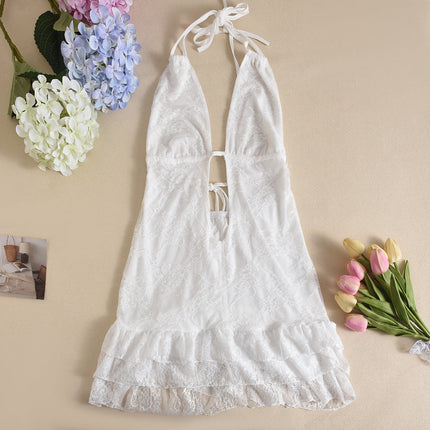 Lace cake backless dress