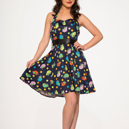 6376 Blue Arcade Halter Dress