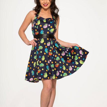 6376 Blue Arcade Halter Dress