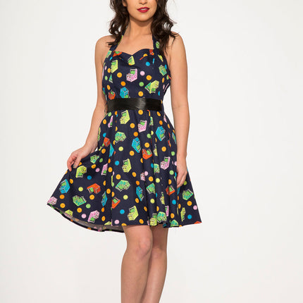 6376 Blue Arcade Halter Dress