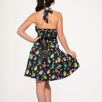 6376 Blue Arcade Halter Dress