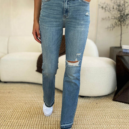 Judy Blue Full Size Mid Rise Destroyed Hem Distressed Women Jeans