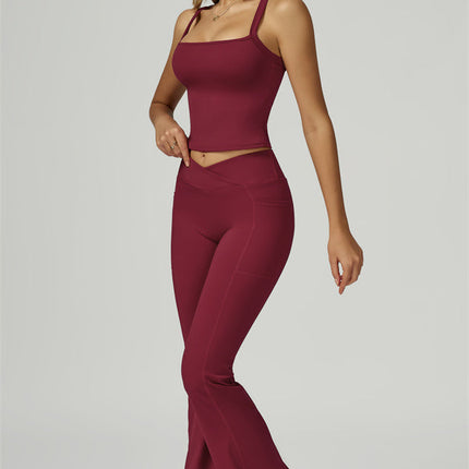 The Flourish Crop Tank Flared Leggings 2-Piece Set