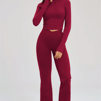The Sizzle Zip Jacket Flared Leggings 2-Piece Set