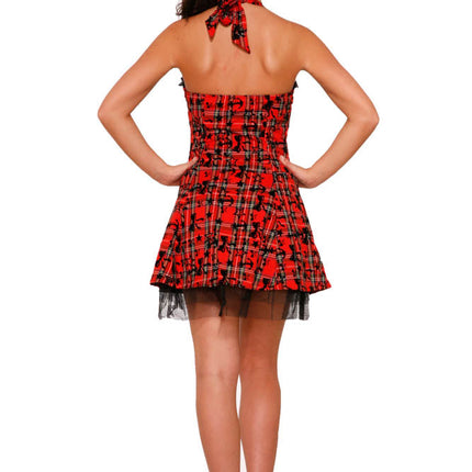 6733 Red Plaid Mini Dress