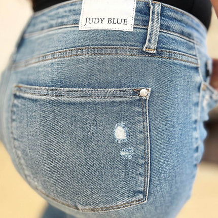 Judy Blue Full Size Mid Rise Destroyed Hem Distressed Women Jeans