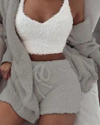 Women's 3-Piece Velvet Pajama Set – Soft Lounge Suit S–XXXL