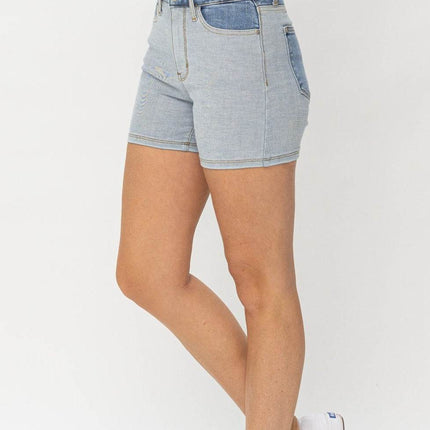 Judy Blue Full Size Color Block Denim Women Shorts