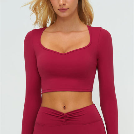The Lushness Long Sleeve Crop Top Flared Leggings 2-Piece Set