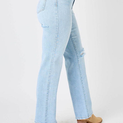 Judy Blue Full Size High Waist Distressed Straight Women Jeans