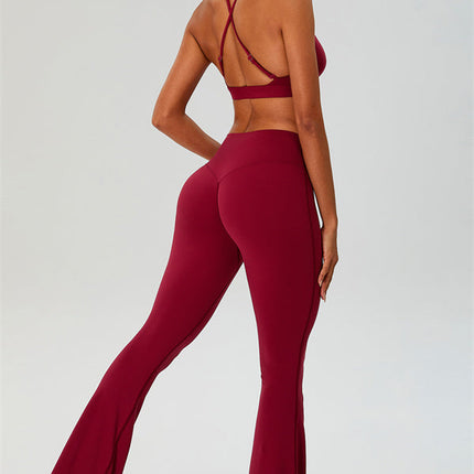 The Ember Sports Bra Crop Top Flared Leggings 3-Piece Set