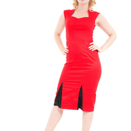6884 Red Black Wiggle Dress