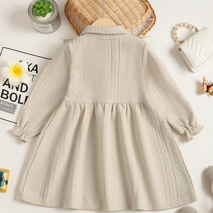 Children's Ruffled Bow Collared Neck Dress