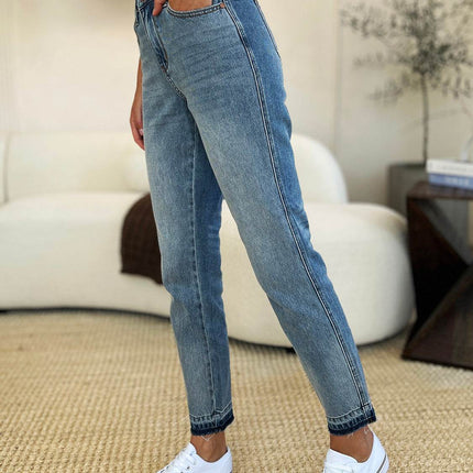 Judy Blue Full Size Mid Rise Rigid Magic Release Hem Women Jeans