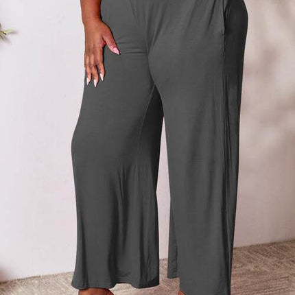 Basic Bae Full Size Smocked Wide Waistband Wide Leg Women Pants