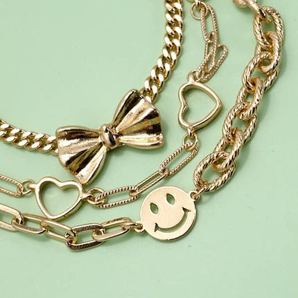 MULTI LAYER BOW SMILEY BRACELETS | 80B154