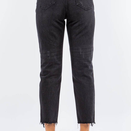 American Bazi High Waist Distressed Cropped Straight Women Jeans