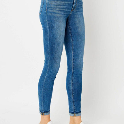 Judy Blue Full Size Cuffed Hem Low Waist Skinny Women Jeans