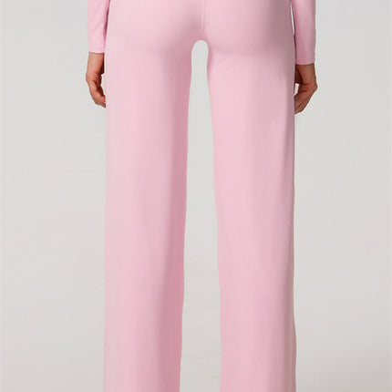 The Nestle Long Sleeve Crop Top Straight Leg Pants 2-Piece Set