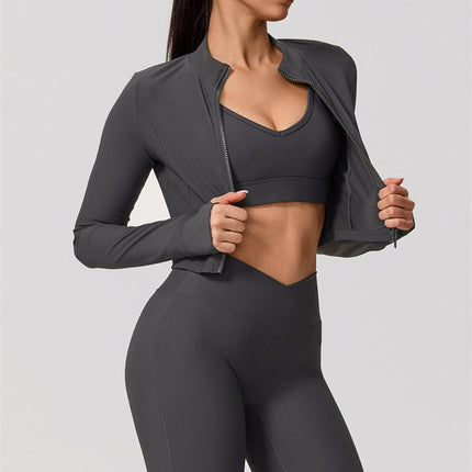 The Daze Zip Jacket Sports Bra Flared Leggings 3-Piece Set