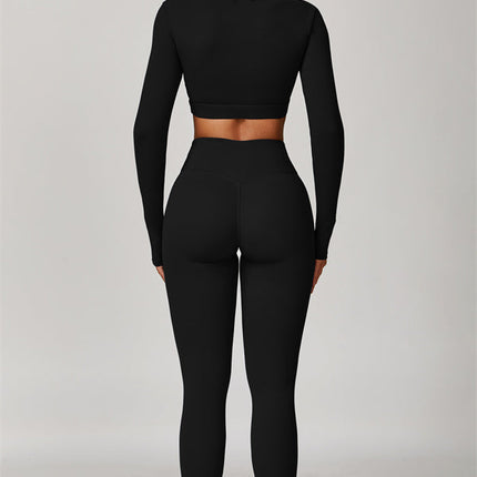The Lavish Long Sleeve Cut-out Crop Top Leggings 2-Piece Set