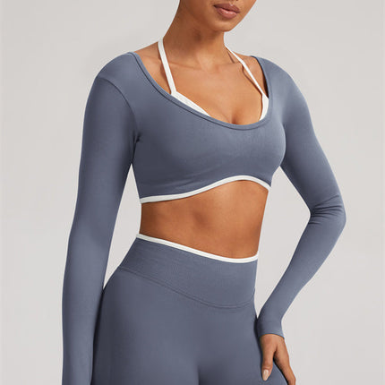 The Elevate Long Sleeve Crop top Shorts 2-Piece Set