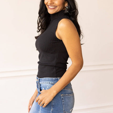 The Portia Sleeveless Turtleneck, Black