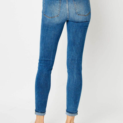 Judy Blue Full Size Cuffed Hem Low Waist Skinny Women Jeans
