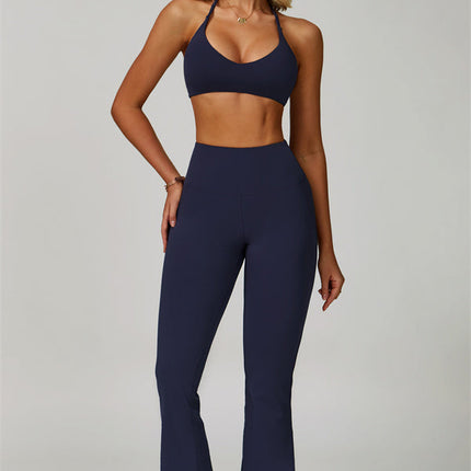 The Bold Cross Back Sports Bra Flared Leggings 2-Piece Set