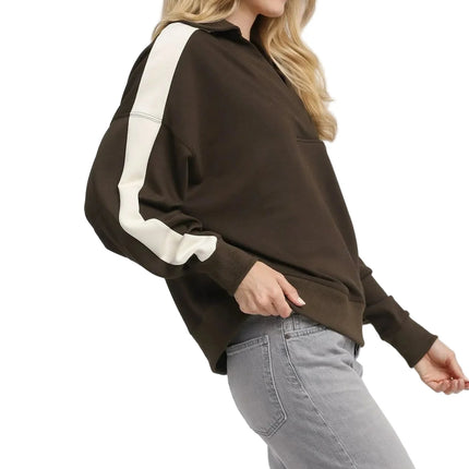 Color Block Polo Sweatshirt