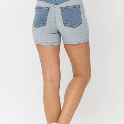 Judy Blue Full Size Color Block Denim Women Shorts