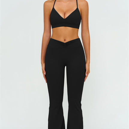The Lushness Y-Back Sports Bra Flared Leggings 2-Piece Set