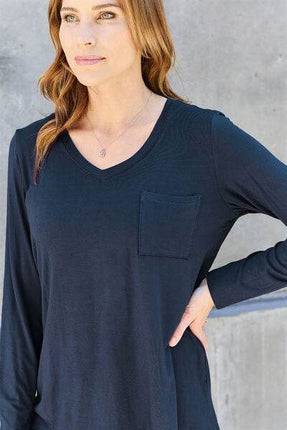 Basic Bae Full Size V-Neck Long Sleeve Women Top
